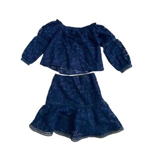 NWT MareMare Navy Tristen and Adar. Blue Top and Skirt Set. Sz. SMALL